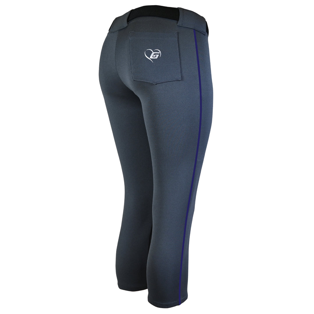 BELTED CHARCOAL SOFTBALL PANTS WITH BRAID
