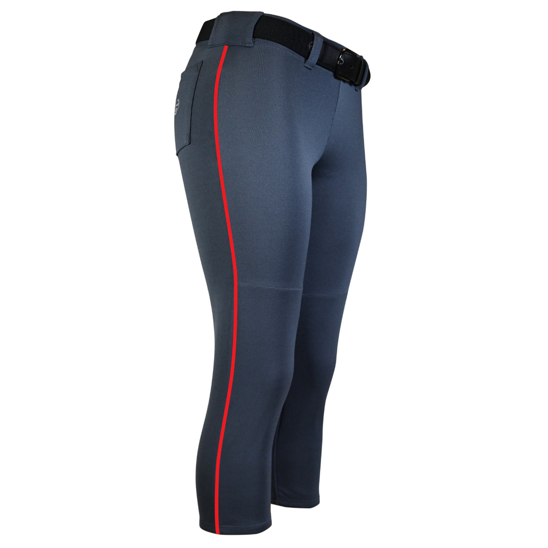 BELTED CHARCOAL SOFTBALL PANTS WITH BRAID