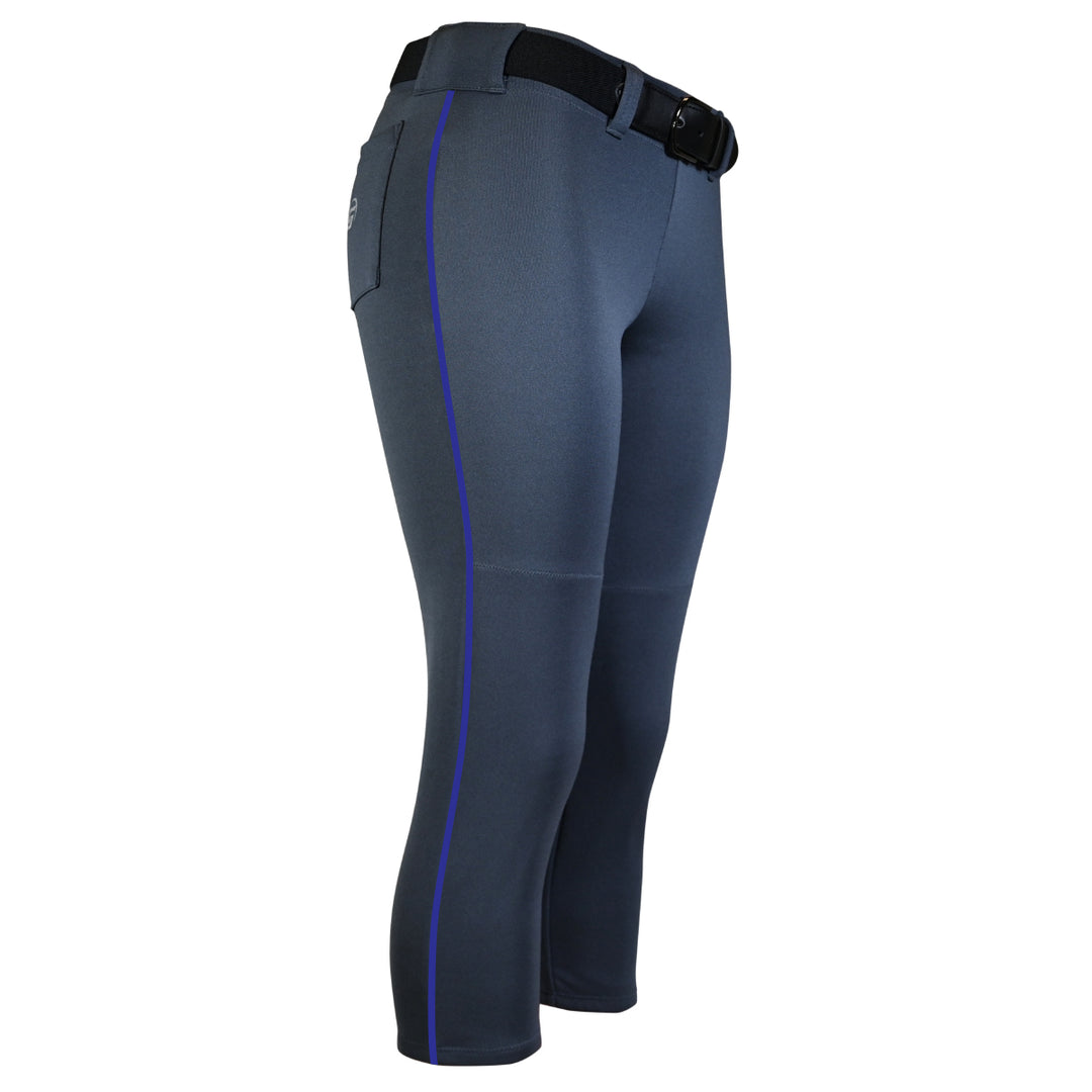 BELTED CHARCOAL SOFTBALL PANTS WITH BRAID