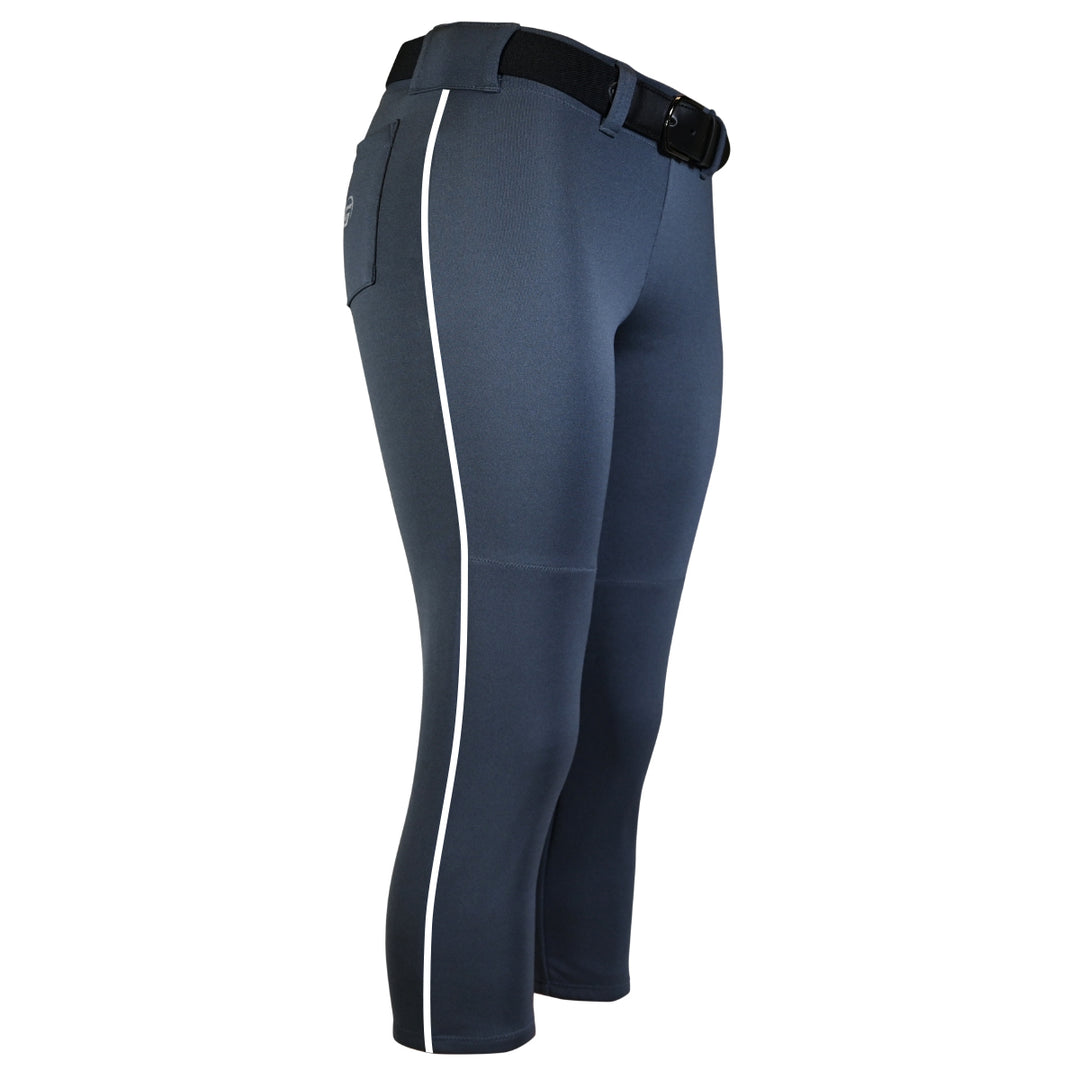 BELTED CHARCOAL SOFTBALL PANTS WITH BRAID