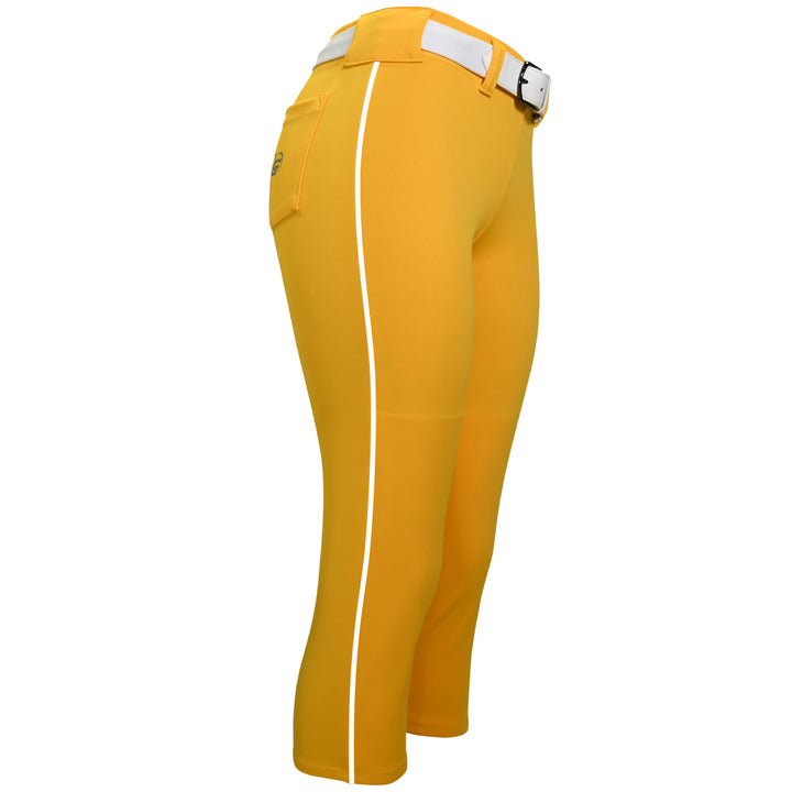 BELTED LIGHT GOLD SOFTBALL PANTS WITH BRAID