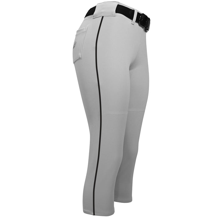 BELTED GREY SOFTBALL PANTS WITH BRAID