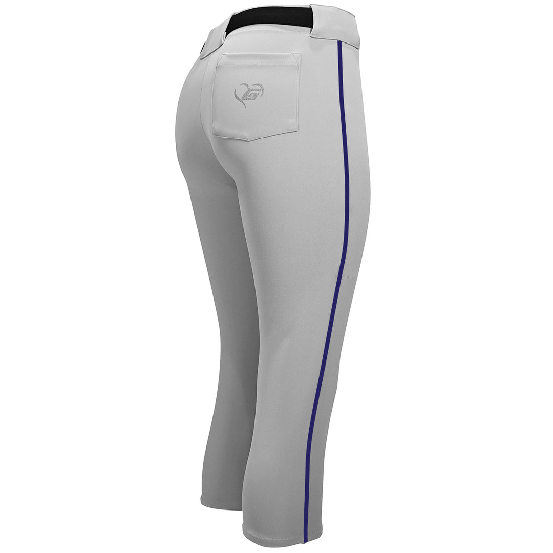 BELTED GREY SOFTBALL PANTS WITH BRAID