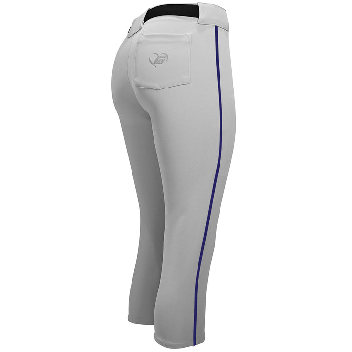 BELTED GREY SOFTBALL PANTS WITH BRAID