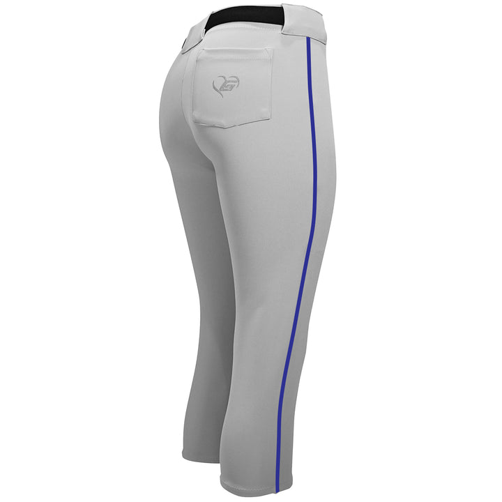 BELTED GREY SOFTBALL PANTS WITH BRAID