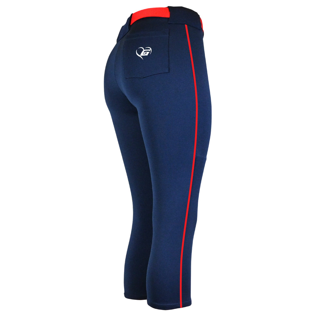 BELTED NAVY SOFTBALL PANTS WITH BRAID