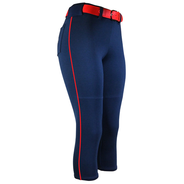 BELTED NAVY SOFTBALL PANTS WITH BRAID