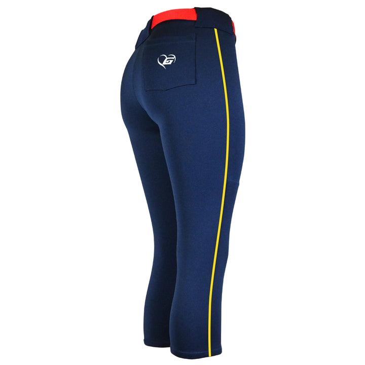 BELTED NAVY SOFTBALL PANTS WITH BRAID