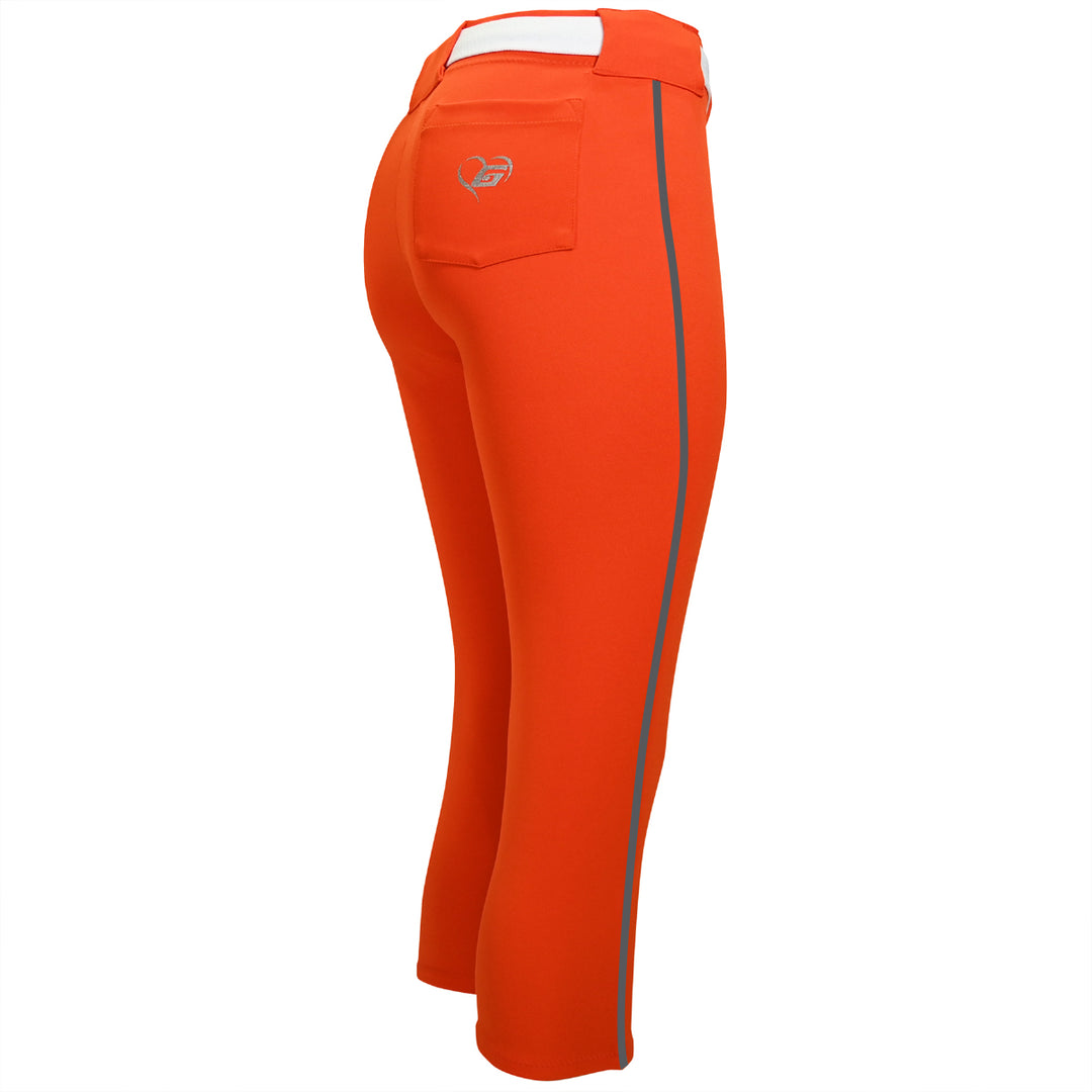 BELTED ORANGE SOFTBALL PANTS WITH BRAID
