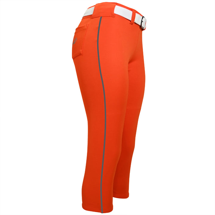 BELTED ORANGE SOFTBALL PANTS WITH BRAID