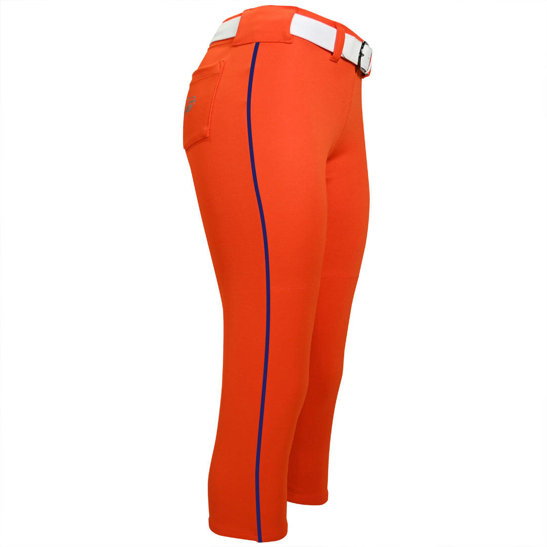 BELTED ORANGE SOFTBALL PANTS WITH BRAID