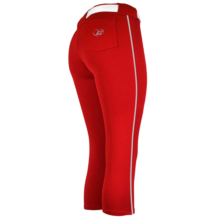 BELTED RED SOFTBALL PANTS WITH BRAID