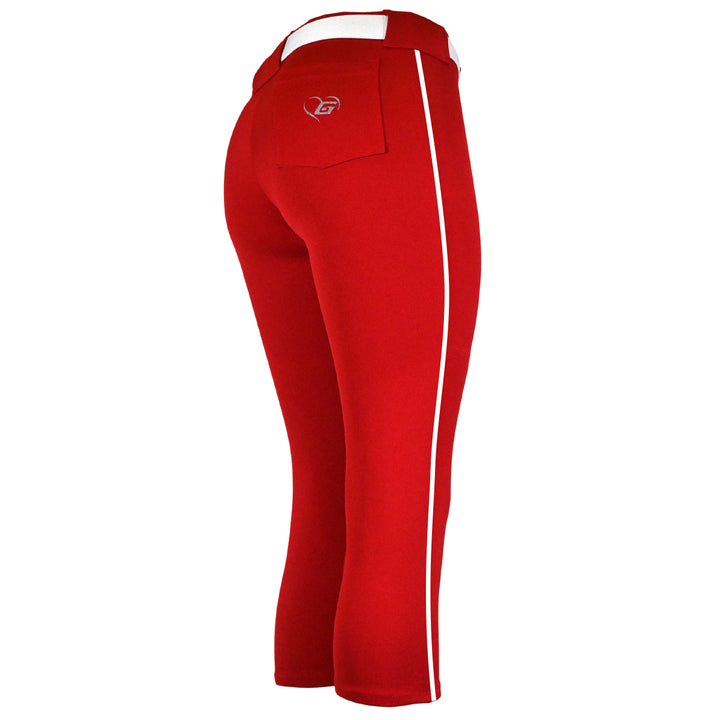 BELTED RED SOFTBALL PANTS WITH BRAID