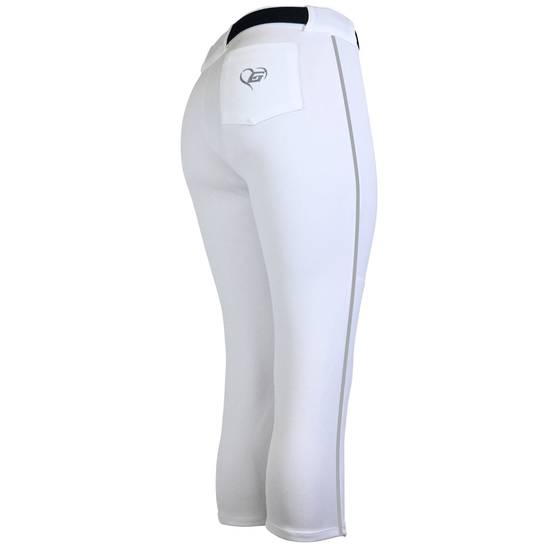 BELTED WHITE SOFTBALL PANTS WITH BRAID - COLLECTION 1