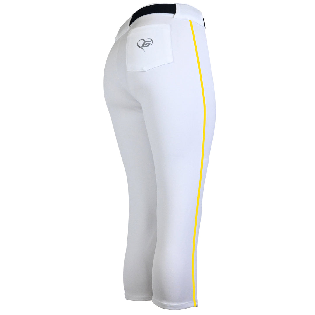 BELTED WHITE SOFTBALL PANTS WITH BRAID - COLLECTION 1