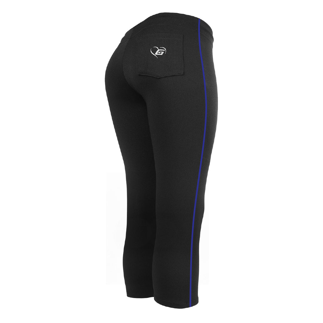 BELTLESS BLACK SOFTBALL PANTS WITH BRAID