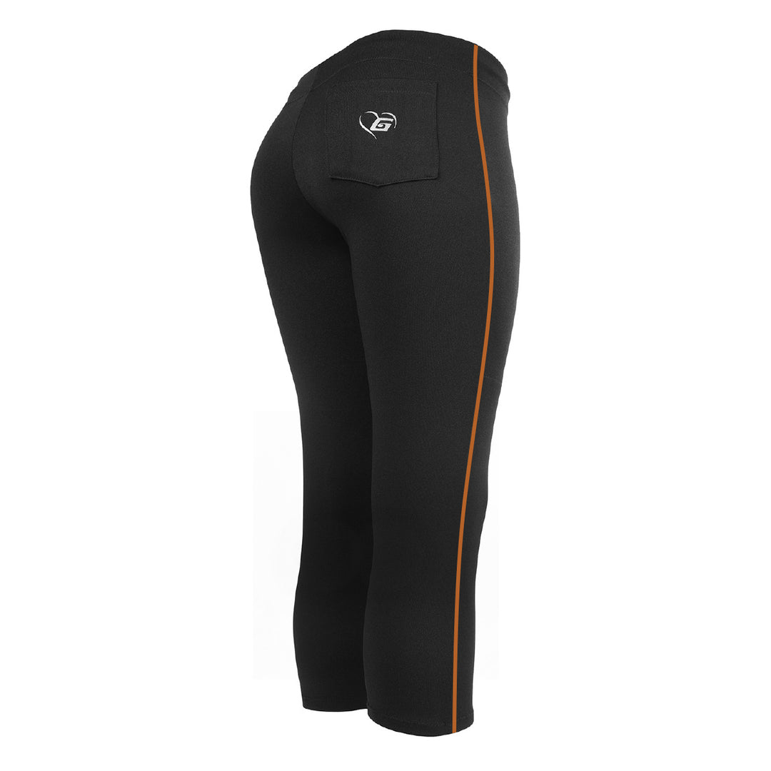 BELTLESS BLACK SOFTBALL PANTS WITH BRAID