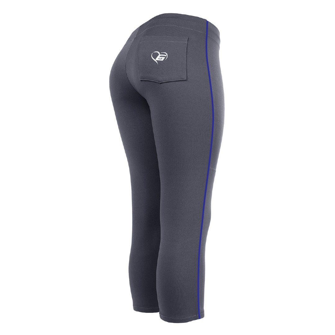 BELTLESS CHARCOAL SOFTBALL PANTS WITH BRAID