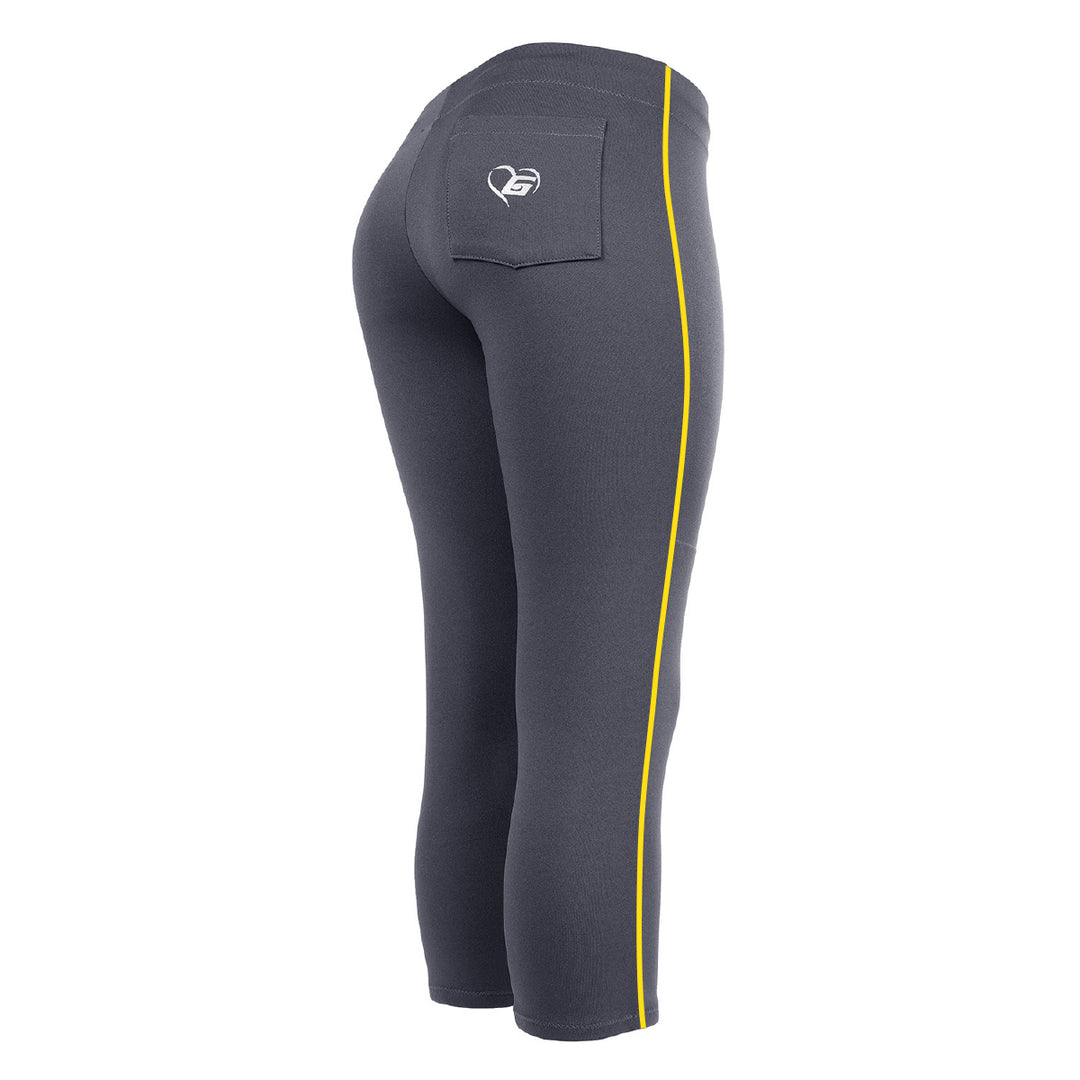 BELTLESS CHARCOAL SOFTBALL PANTS WITH BRAID