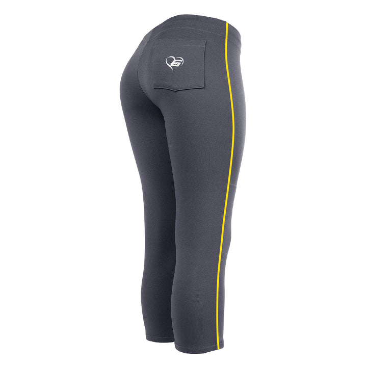 BELTLESS CHARCOAL SOFTBALL PANTS WITH BRAID