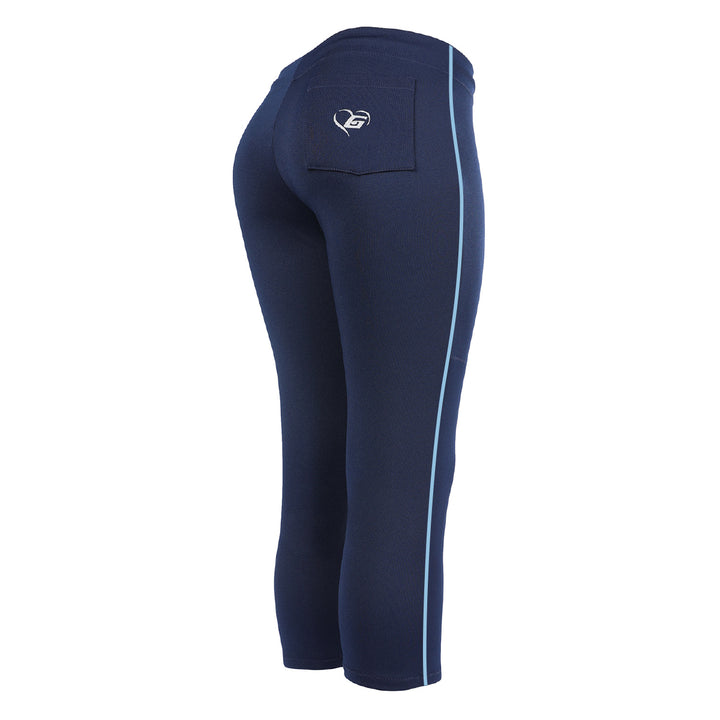 BELTLESS NAVY SOFTBALL PANTS WITH BRAID