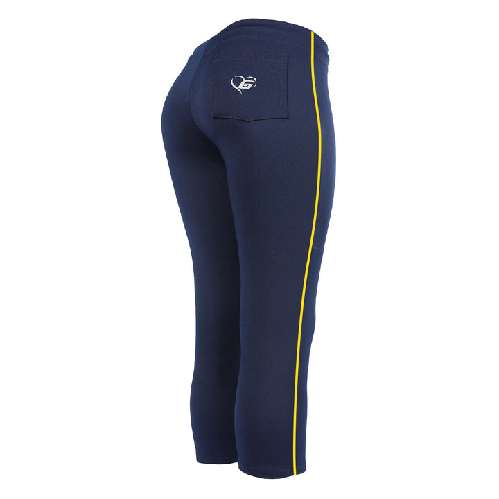 BELTLESS NAVY SOFTBALL PANTS WITH BRAID