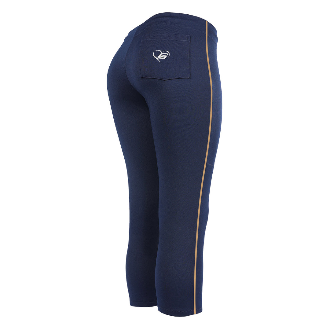 BELTLESS NAVY SOFTBALL PANTS WITH BRAID