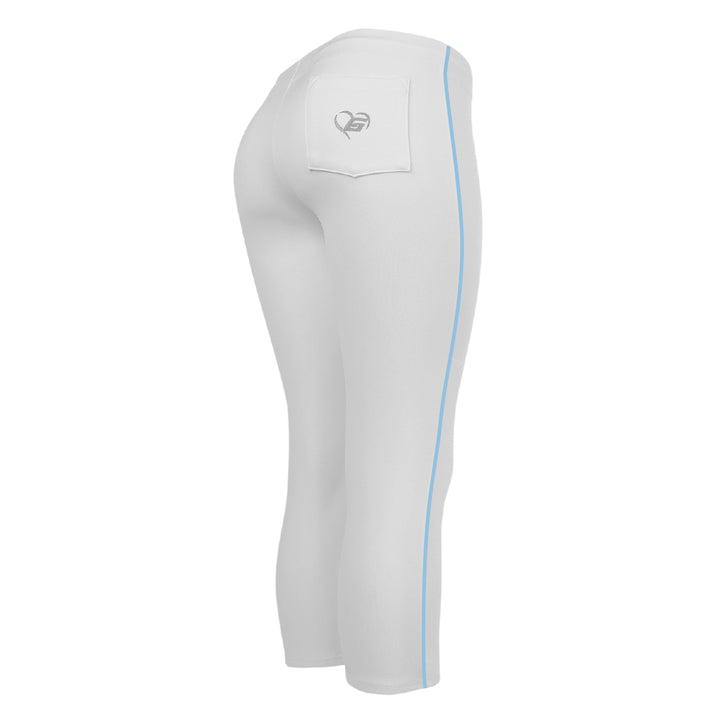 BELTLESS WHITE SOFTBALL PANTS WITH BRAID