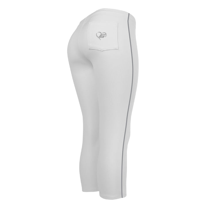 BELTLESS WHITE SOFTBALL PANTS WITH BRAID
