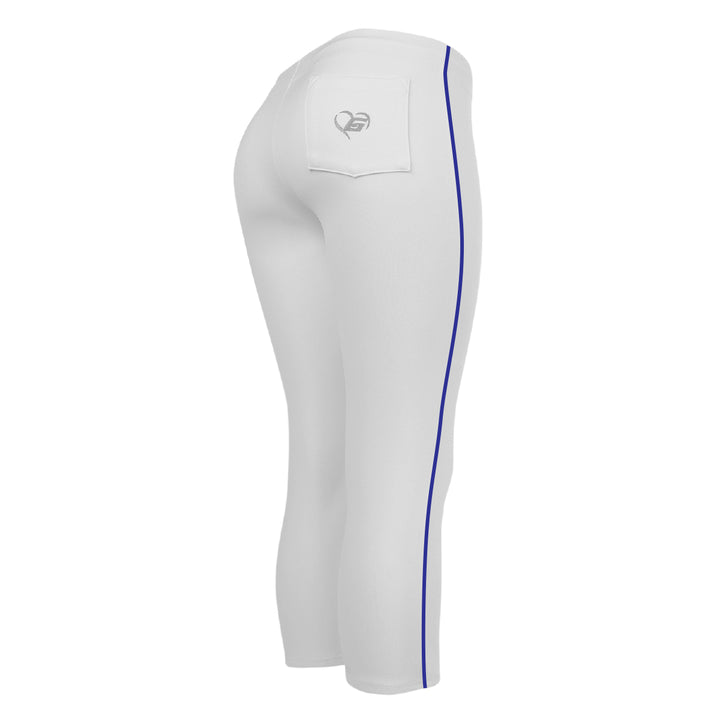 BELTLESS WHITE SOFTBALL PANTS WITH BRAID