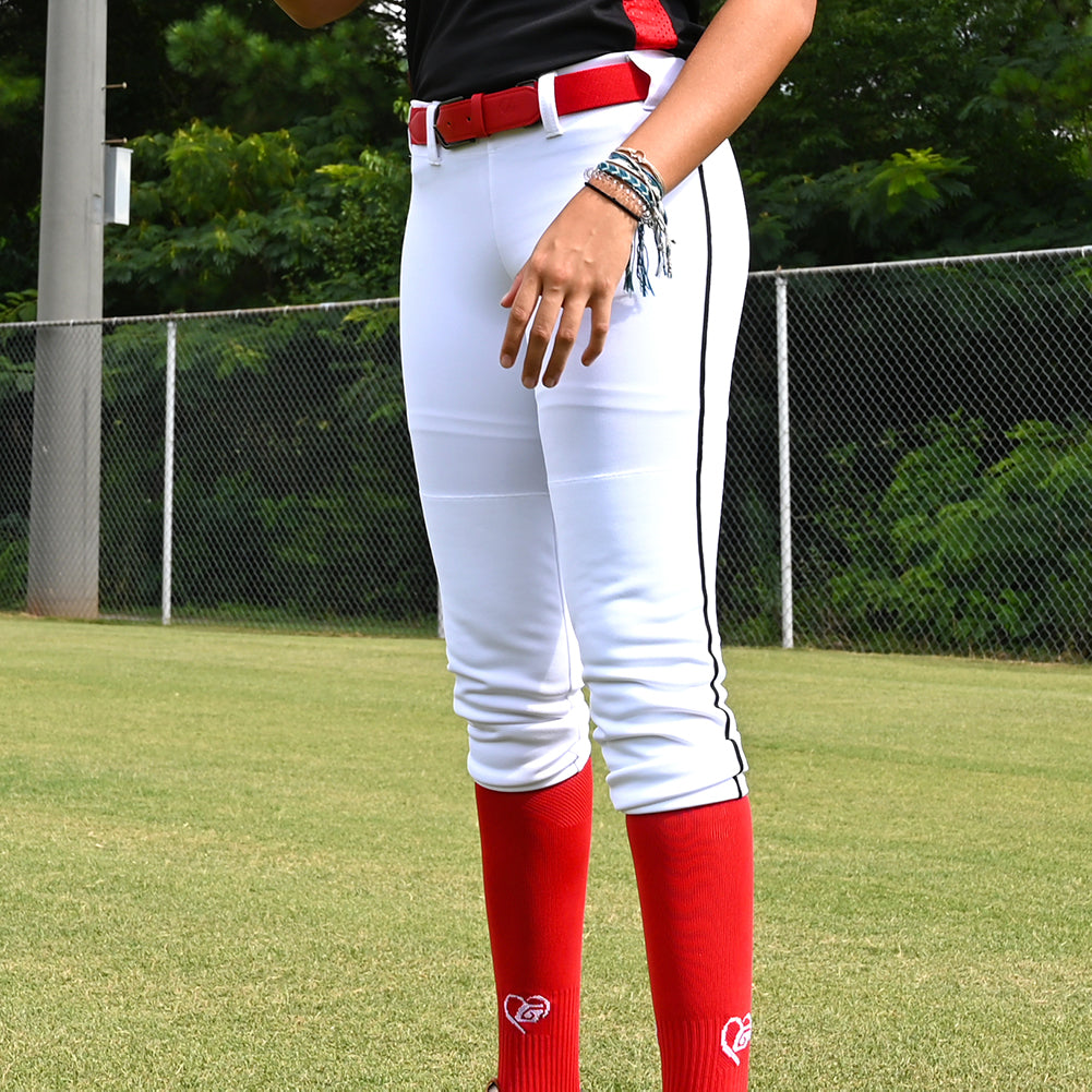Girls Belted Softball Pants with Side Braid