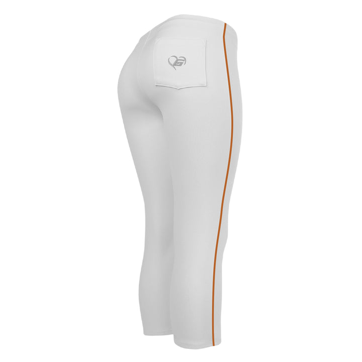 BELTLESS WHITE SOFTBALL PANTS WITH BRAID