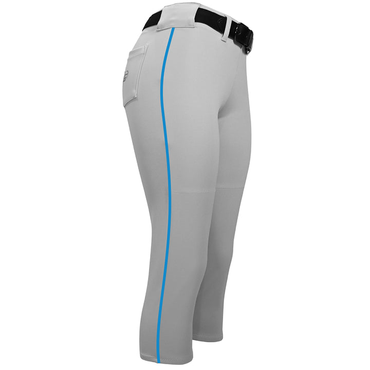 BELTED GREY SOFTBALL PANTS WITH BRAID