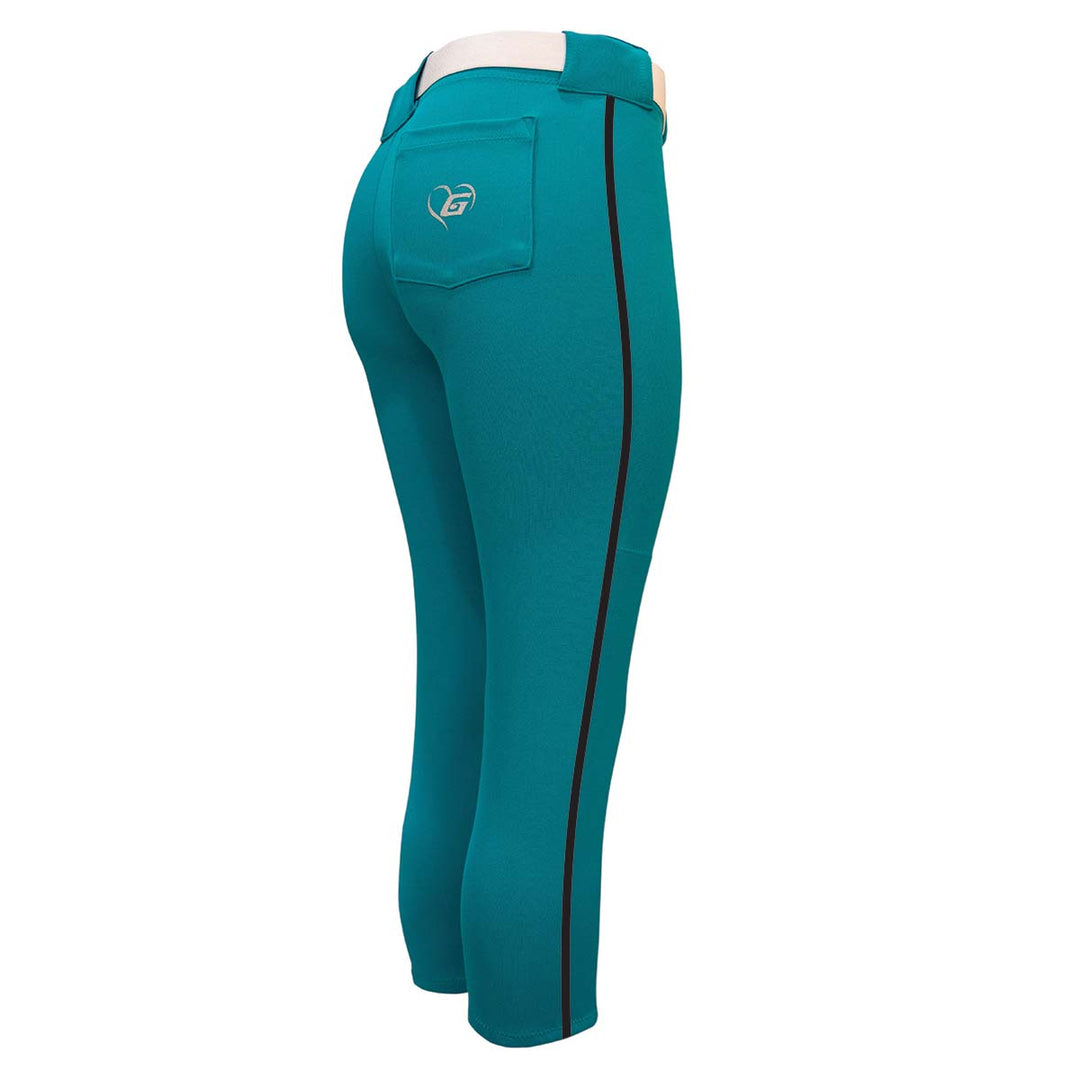 BELTED TEAL SOFTBALL PANTS WITH BRAID