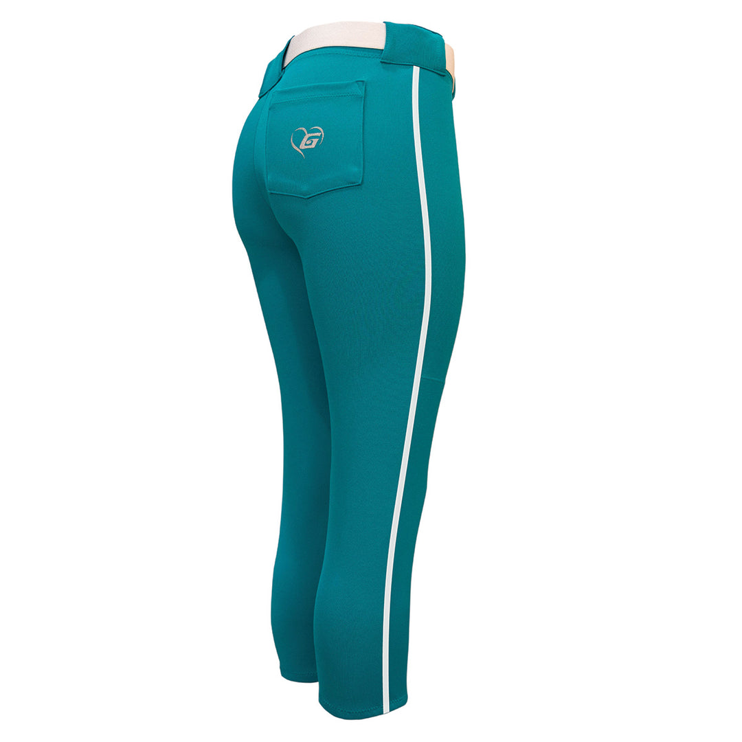 BELTED TEAL SOFTBALL PANTS WITH BRAID