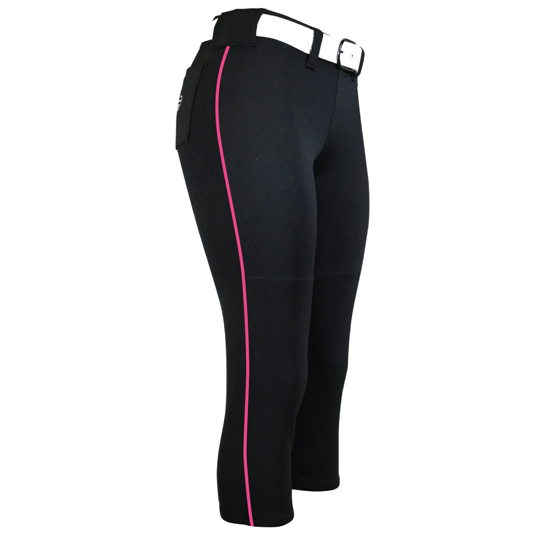 BELTED BLACK SOFTBALL PANTS WITH BRAID - COLLECTION 2
