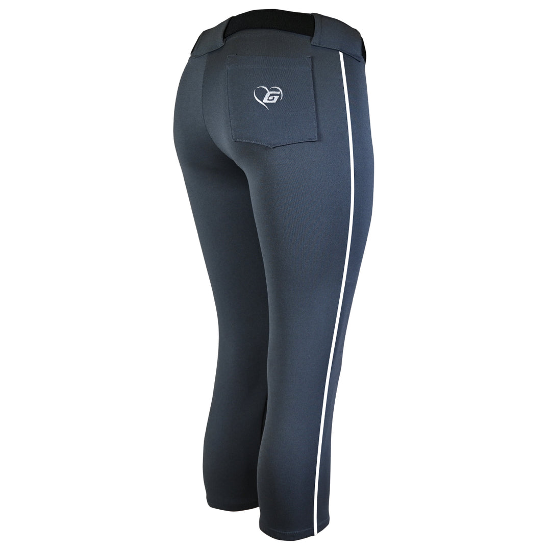 BELTED CHARCOAL SOFTBALL PANTS WITH BRAID