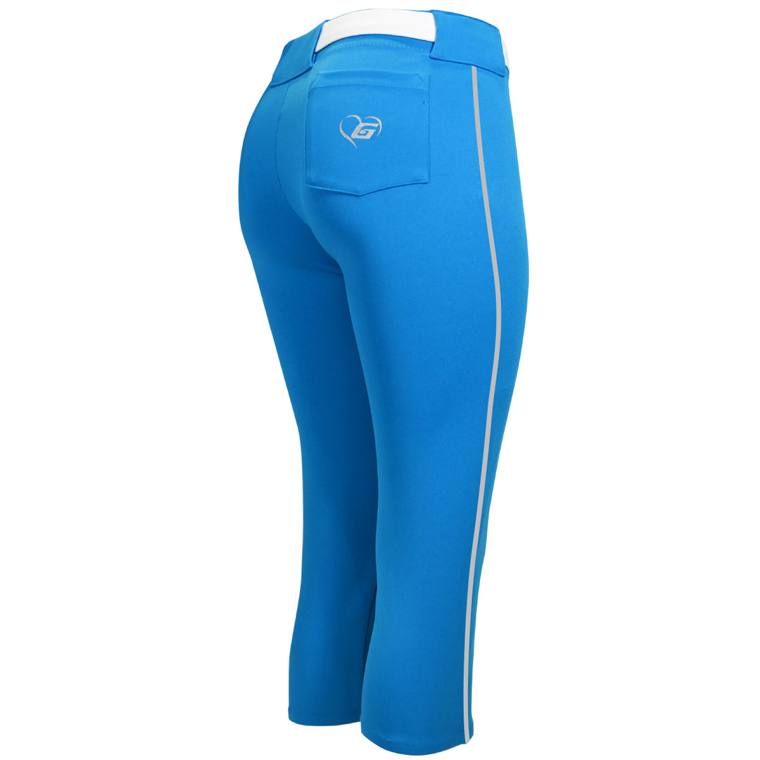 BELTED CYAN SOFTBALL PANTS WITH BRAID