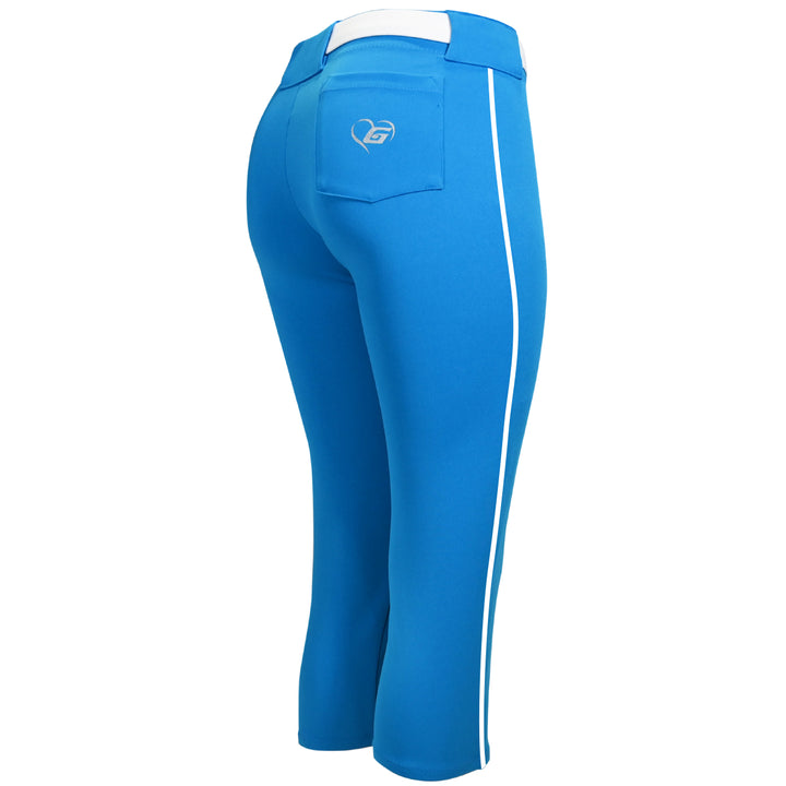 BELTED CYAN SOFTBALL PANTS WITH BRAID