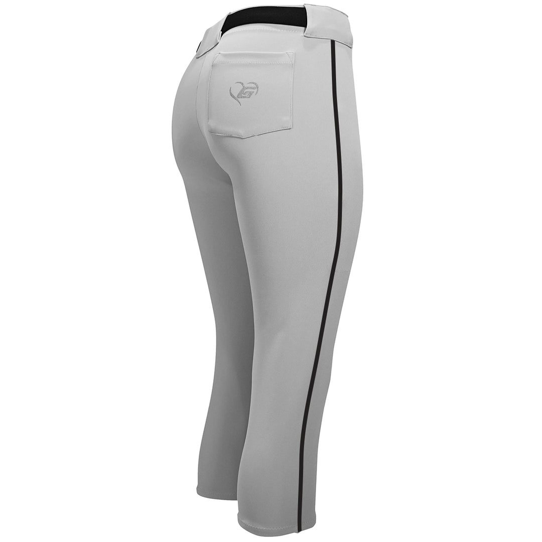 BELTED GREY SOFTBALL PANTS WITH BRAID
