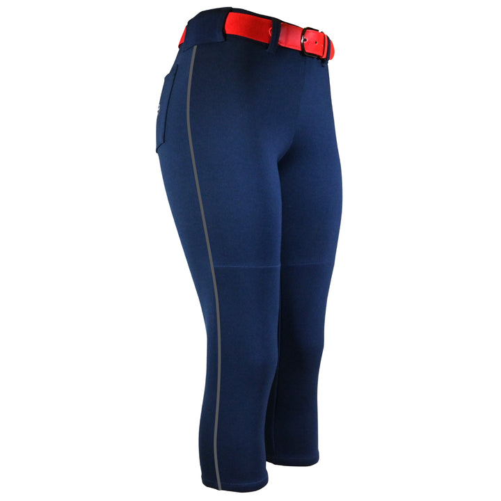 BELTED NAVY SOFTBALL PANTS WITH BRAID