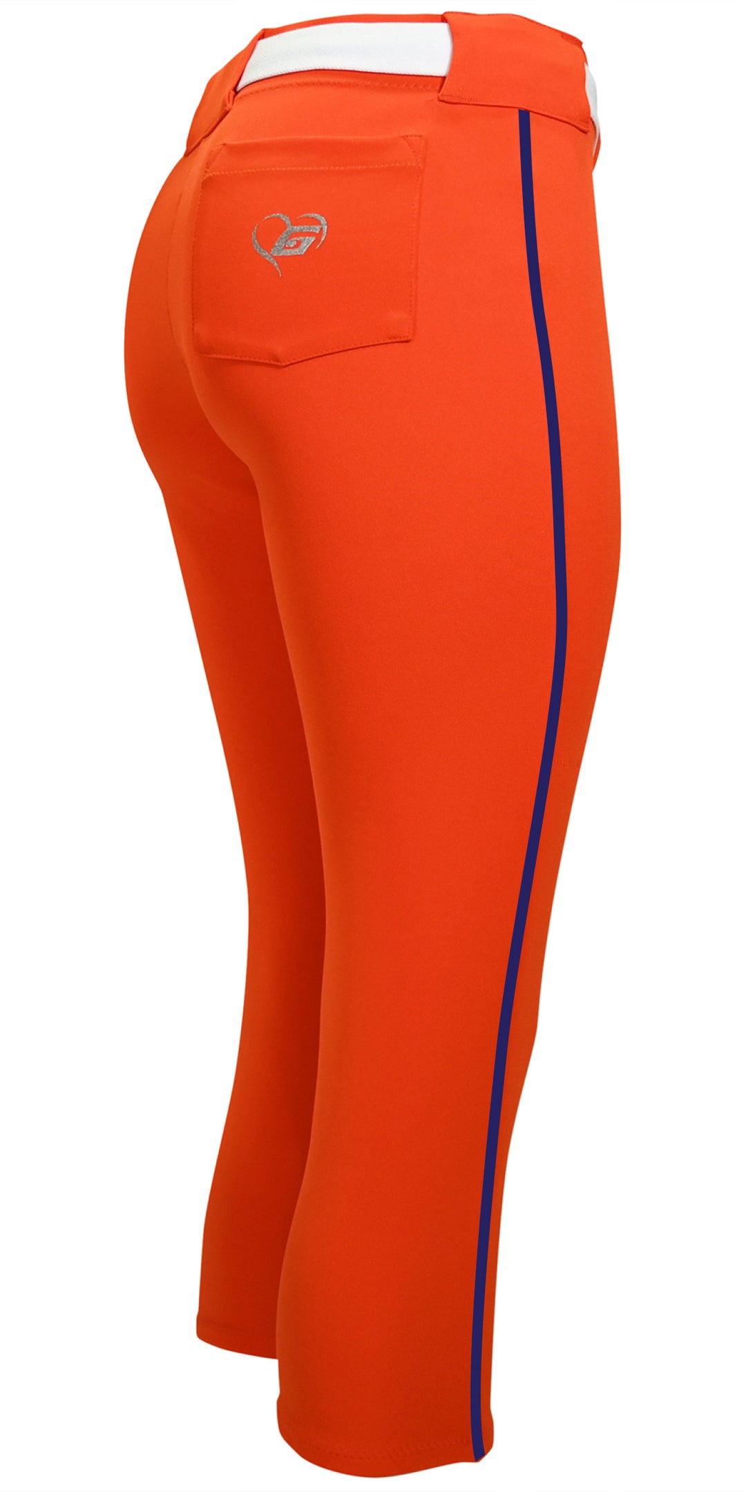 BELTED ORANGE SOFTBALL PANTS WITH BRAID