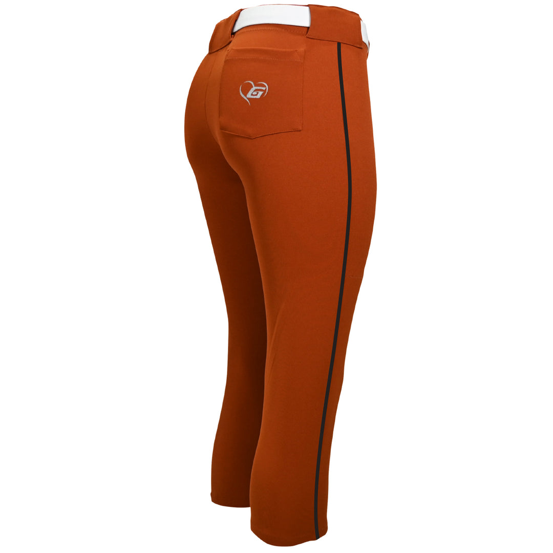 BELTED TEXAS ORANGE SOFTBALL PANTS WITH BRAID