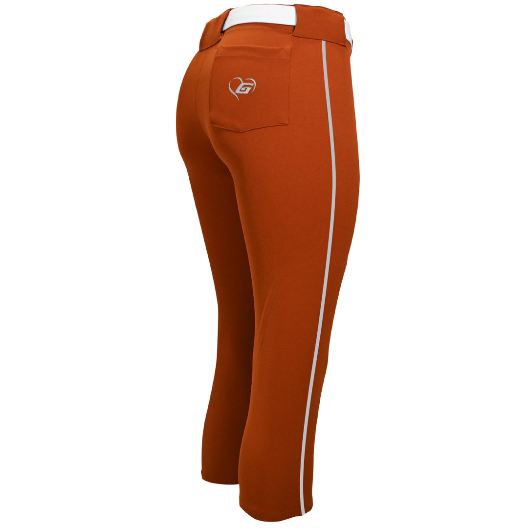 BELTED TEXAS ORANGE SOFTBALL PANTS WITH BRAID