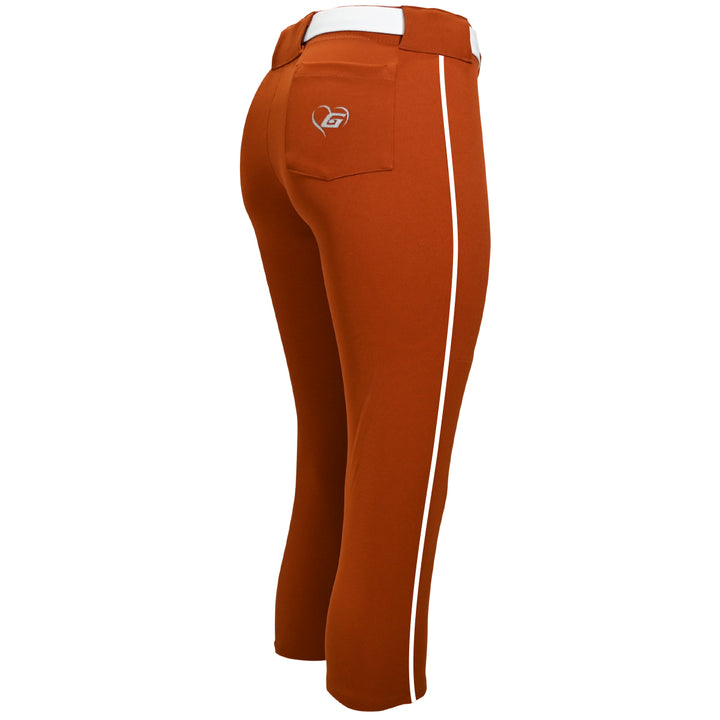 BELTED TEXAS ORANGE SOFTBALL PANTS WITH BRAID