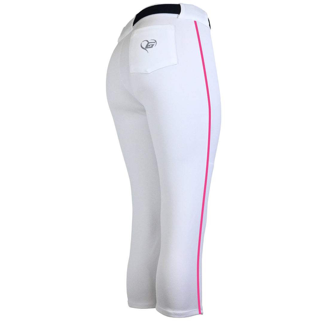 BELTED WHITE SOFTBALL PANTS WITH BRAID - COLLECTION 2