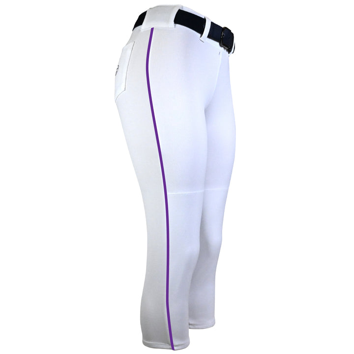 BELTED WHITE SOFTBALL PANTS WITH BRAID - COLLECTION 2