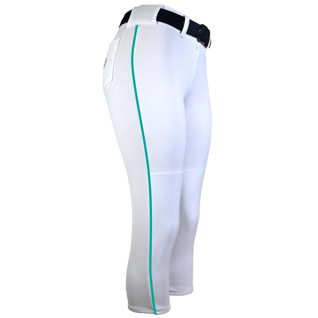 BELTED WHITE SOFTBALL PANTS WITH BRAID - COLLECTION 1