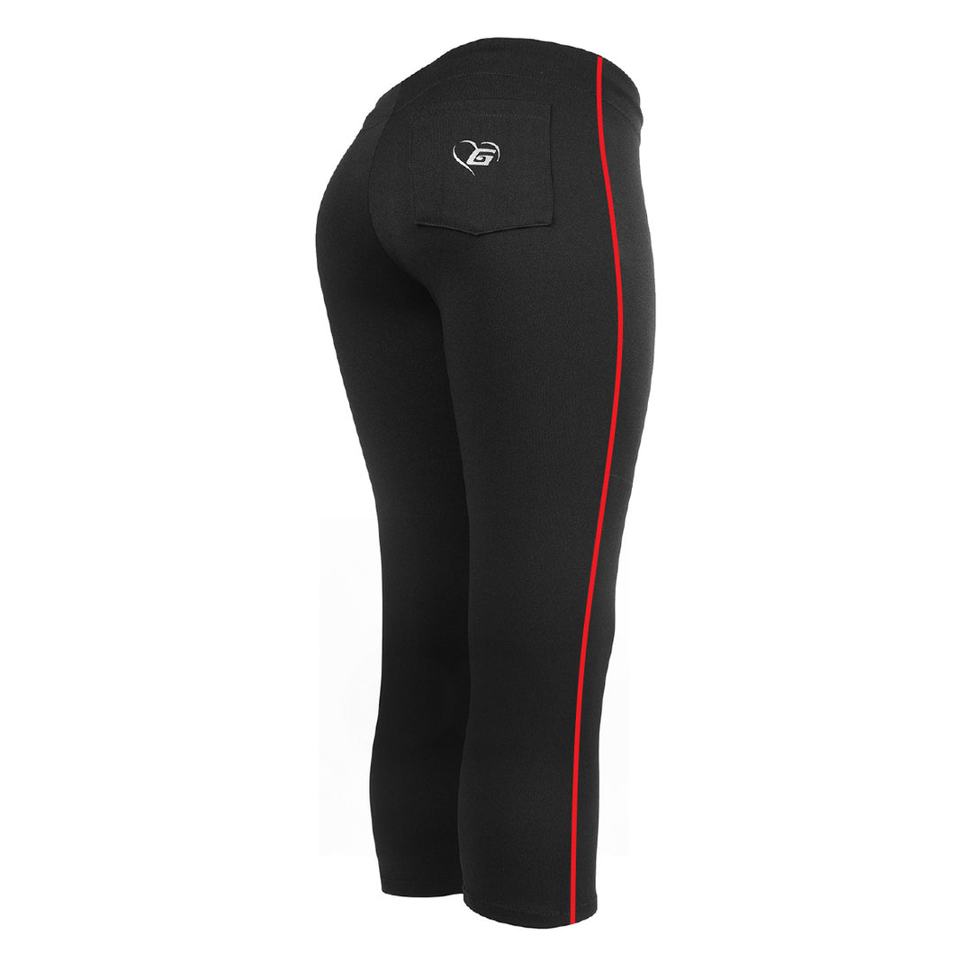 BELTLESS BLACK SOFTBALL PANTS WITH BRAID