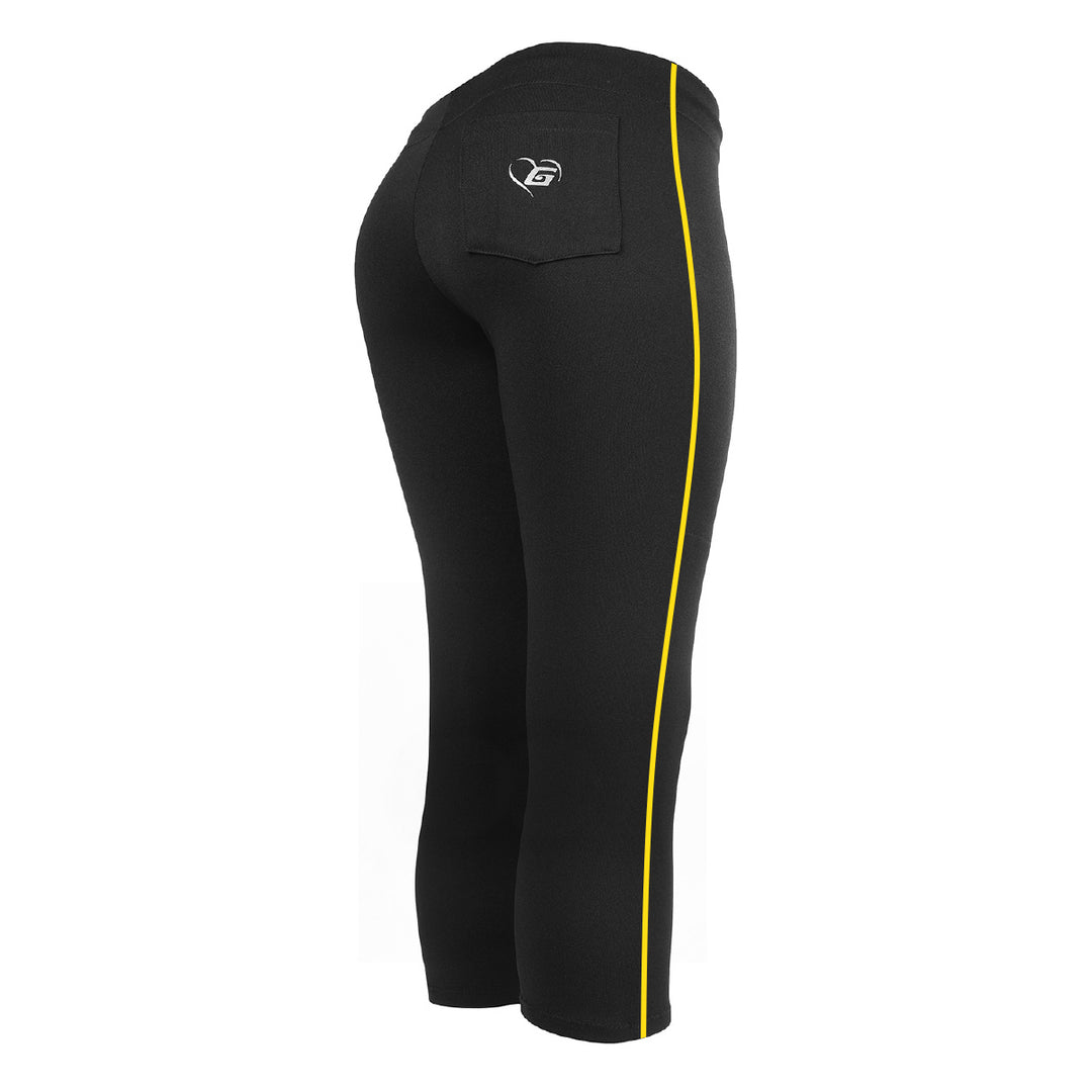 BELTLESS BLACK SOFTBALL PANTS WITH BRAID